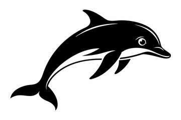 dolphin silhouette line art vector illustration with a white background