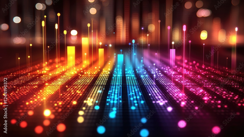Poster abstract colorful light data visualization display
