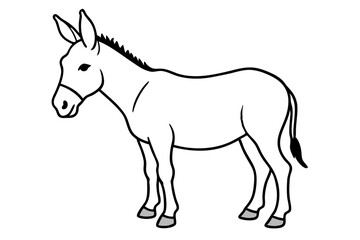 donkey silhouette line art vector illustration with a white background