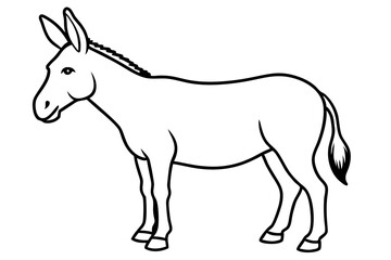 donkey silhouette line art vector illustration with a white background