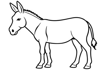 donkey silhouette line art vector illustration with a white background