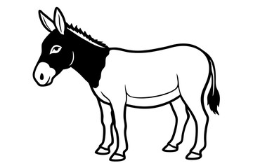 donkey silhouette line art vector illustration with a white background
