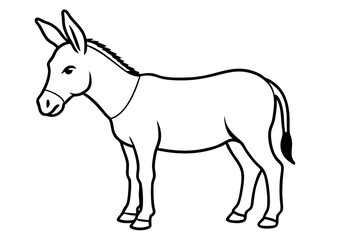 donkey silhouette line art vector illustration with a white background