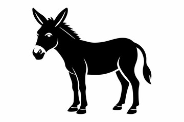 donkey silhouette line art vector illustration with a white background