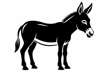 donkey silhouette line art vector illustration with a white background