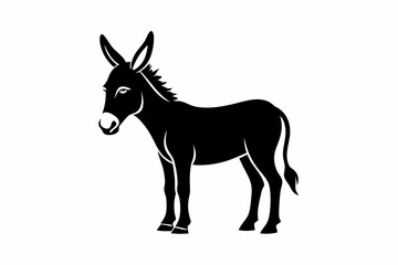 donkey silhouette line art vector illustration with a white background