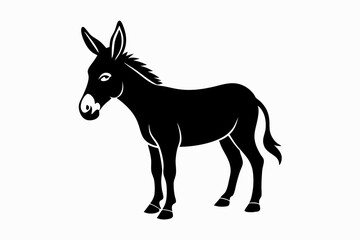 donkey silhouette line art vector illustration with a white background