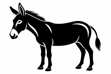 donkey silhouette line art vector illustration with a white background