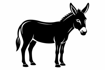 donkey silhouette line art vector illustration with a white background
