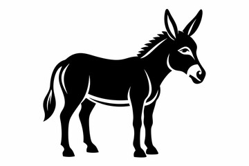 donkey silhouette line art vector illustration with a white background