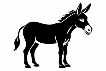donkey silhouette line art vector illustration with a white background