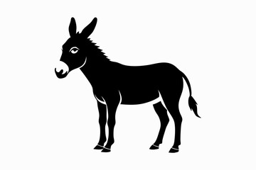 donkey silhouette line art vector illustration with a white background