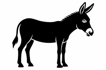 donkey silhouette line art vector illustration with a white background