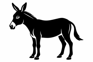 donkey silhouette line art vector illustration with a white background