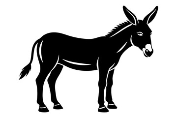 donkey silhouette line art vector illustration with a white background