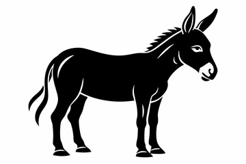 donkey silhouette line art vector illustration with a white background