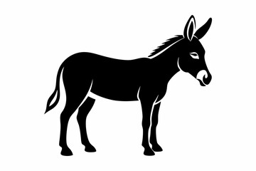 donkey silhouette line art vector illustration with a white background