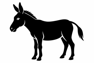 donkey silhouette line art vector illustration with a white background