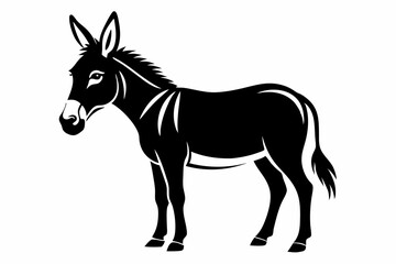 donkey silhouette line art vector illustration with a white background