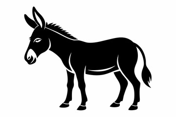 donkey silhouette line art vector illustration with a white background