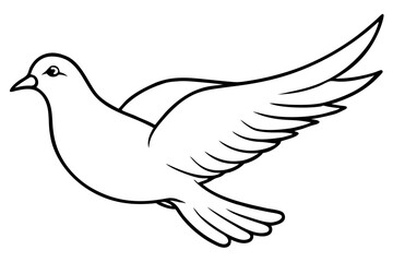 dove silhouette line art vector illustration with a white background