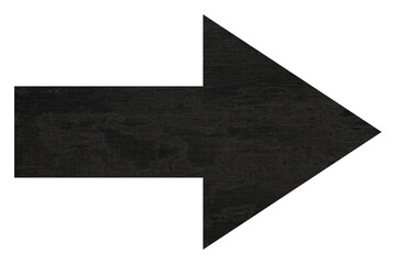 Arrow with texture of black stone surface isolated on white