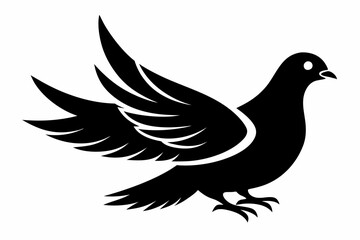 dove silhouette line art vector illustration with a white background
