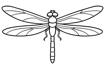 dragonfly silhouette line art vector illustration with a white background