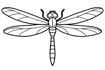dragonfly silhouette line art vector illustration with a white background