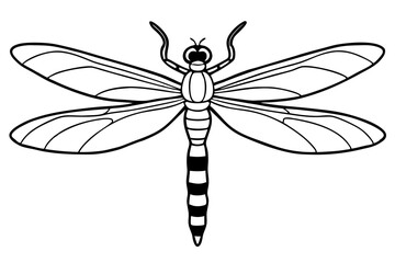 dragonfly silhouette line art vector illustration with a white background