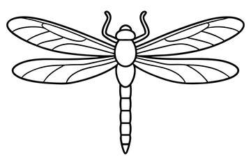dragonfly silhouette line art vector illustration with a white background
