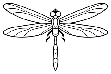 dragonfly silhouette line art vector illustration with a white background