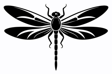 dragonfly silhouette line art vector illustration with a white background