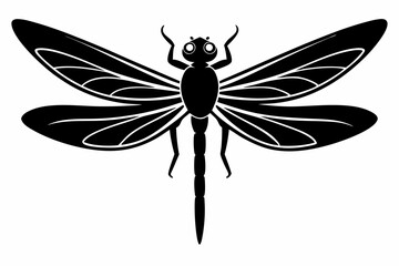 dragonfly silhouette line art vector illustration with a white background