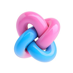 3D Abstract Iridescent Fluid Glossy Shape isolated on white background