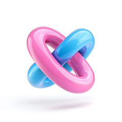 3D Abstract Iridescent Fluid Glossy Shape isolated on white background