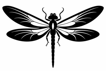 dragonfly silhouette line art vector illustration with a white background