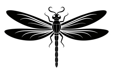 dragonfly silhouette line art vector illustration with a white background