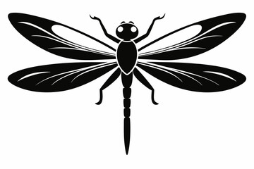 dragonfly silhouette line art vector illustration with a white background