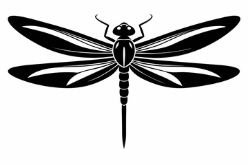 dragonfly silhouette line art vector illustration with a white background