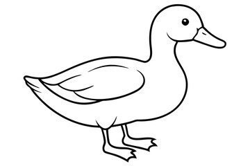duck silhouette line art vector illustration with a white background