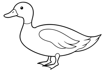 duck silhouette line art vector illustration with a white background
