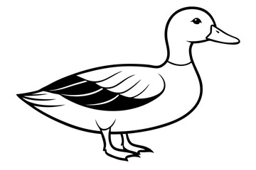 duck silhouette line art vector illustration with a white background