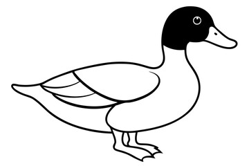 duck silhouette line art vector illustration with a white background