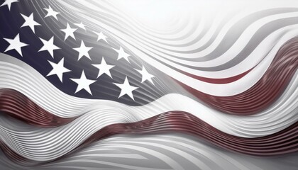 USA colors, stars and stripes amercian flag abstract bright design Independence Day modern white background 