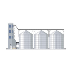 Granary, grain elevator. agricultural production. vector