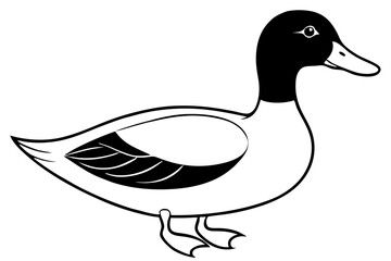 duck silhouette line art vector illustration with a white background