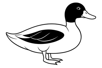 duck silhouette line art vector illustration with a white background