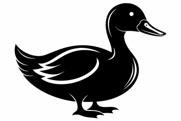 duck silhouette line art vector illustration with a white background