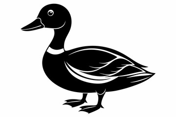 duck silhouette line art vector illustration with a white background